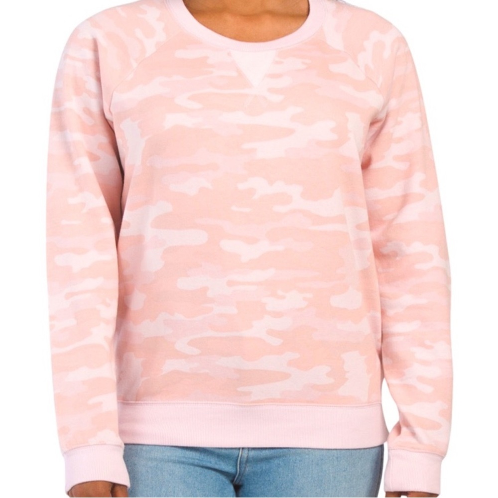 Lucky Brand Women's Pink Camo Oversized Sweatshirt Sz XL